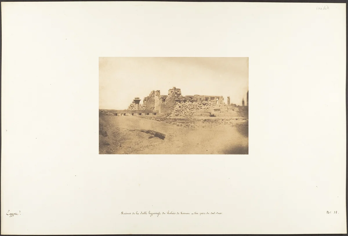 Ruines de la Salle Hypostyle du Palais de Karnac - Vue prise du Sud-Ouest by Maxime Du Camp, photograph, 1849-1850