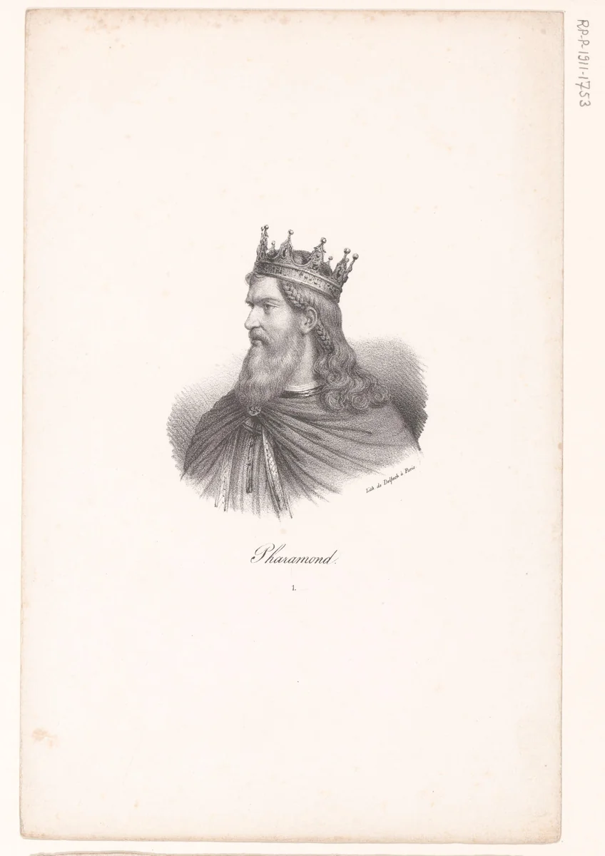 Portret van koning Pharamond by anonymous, print, 1818-1842