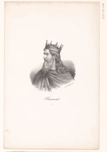 Portret van koning Pharamond by anonymous, print, 1818-1842