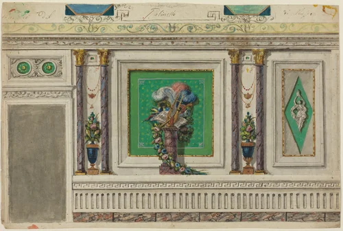 Design for a Wall of a Music Room [recto] by Italian 18th Century, drawing, 1700-1799