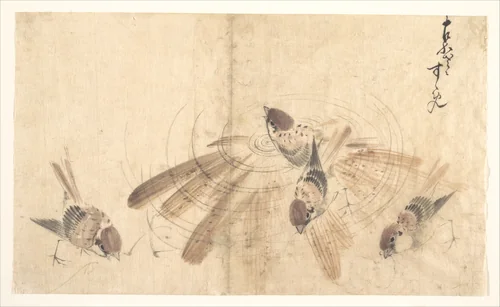 Sparrows by Katsushika Hokusai (葛飾 北斎), print, 1815-1835