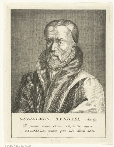 Portret van Engelse priester en theoloog William Tyndale by François van Bleyswijck, print, 1681-1741