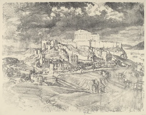 Storm behind the Acropolis by Joseph Pennell, print, 1913