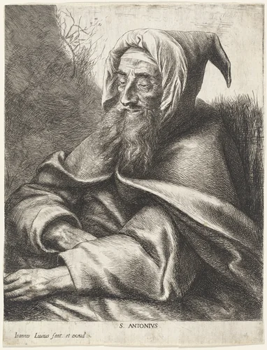 Saint Anthony by Jan Lievens, print, 1607-1674