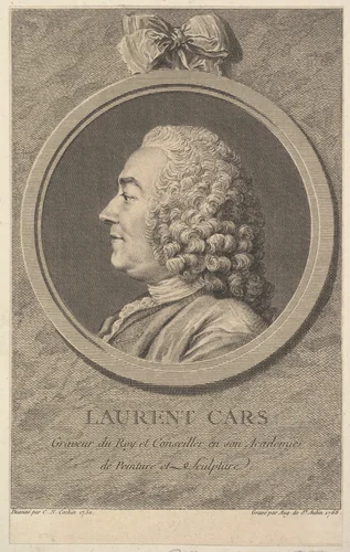 Portrait of Laurent Cars by Augustin de Saint-Aubin, print, 1768