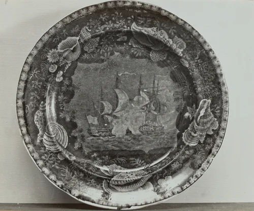 Plate - "Naval Battle" by Helmut Hiatt, index of american design, 1936