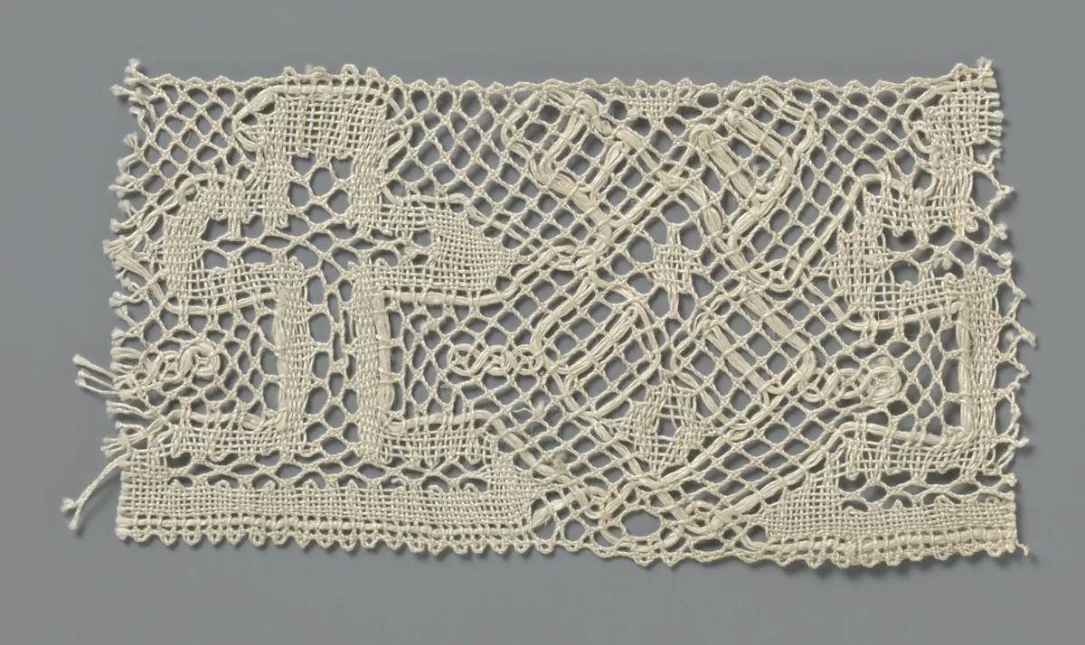 Strook kloskant met kruis en ruit of "silverkors" by anonymous, other, 1800-1899