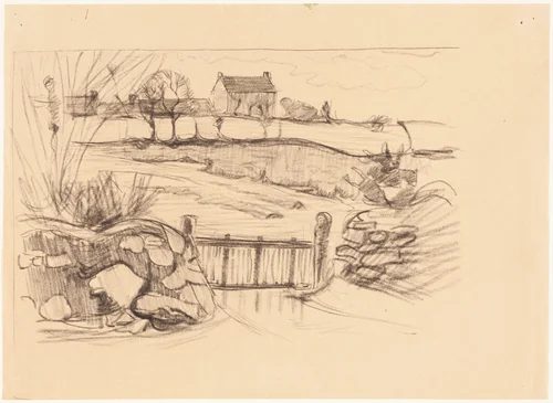 Gate to the Farmhouse, Pont-Aven by Robert Polhill Bevan, drawing, 1890-1894