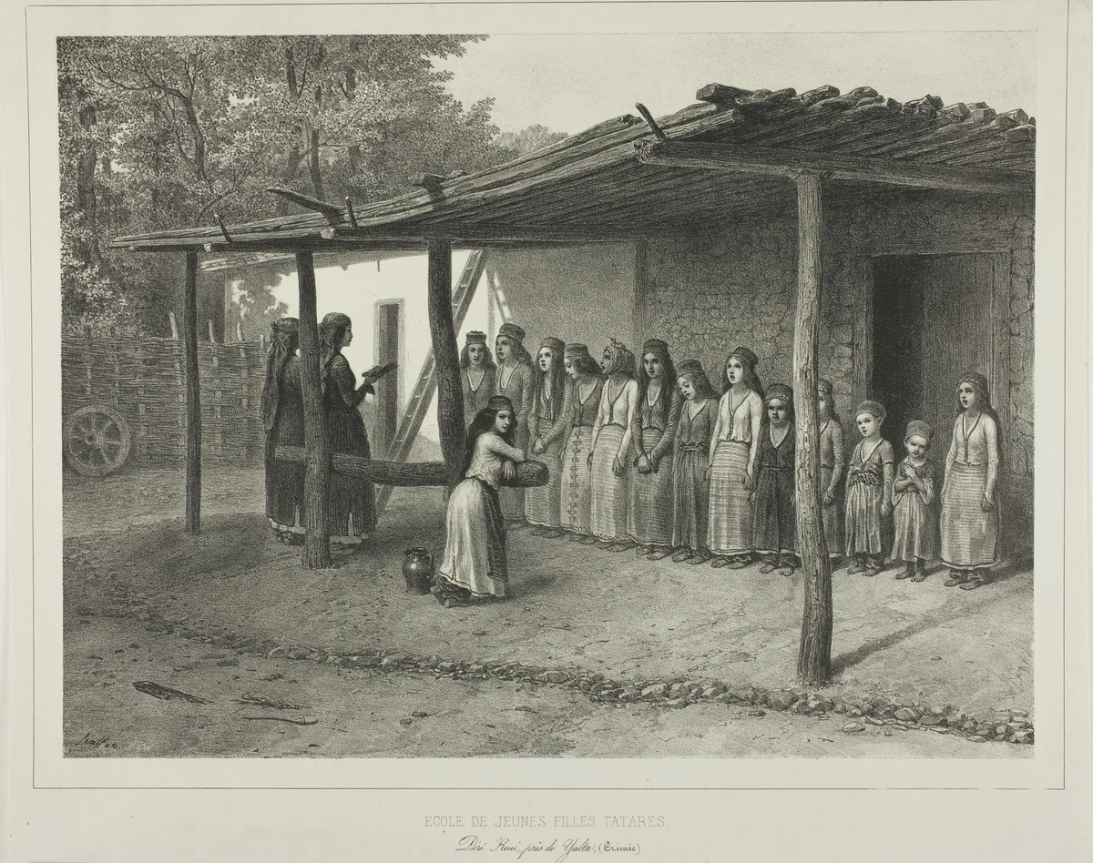 School for Young Tartar Girls by Denis Auguste Marie Raffet, print, 1841