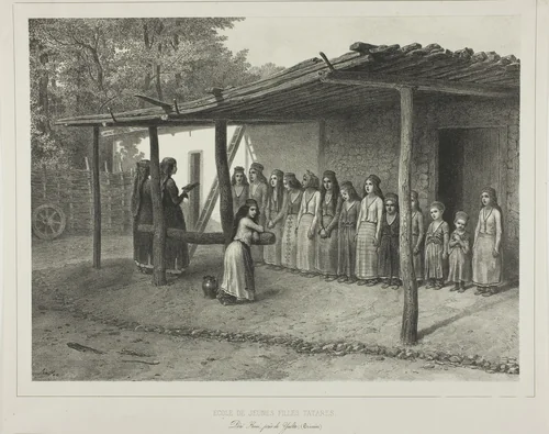 School for Young Tartar Girls by Denis Auguste Marie Raffet, print, 1841