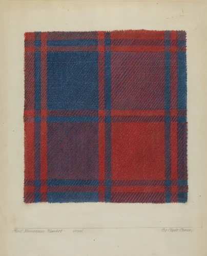 Plaid Homespun Coverlet by Clyde L. Cheney, index of american design, 1935-1942