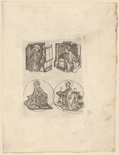 The Four Fathers of the Church by Israhel van Meckenem, print, 1435-1503