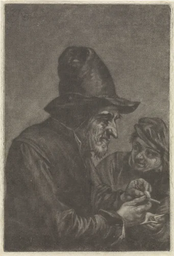 Boer stopt zijn pijp (variant B) by Jan van der Bruggen, print, 1659-1740