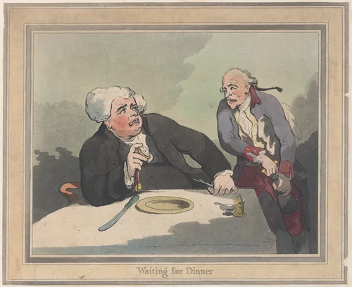 Waiting for Dinner by Thomas Rowlandson, print, 1792