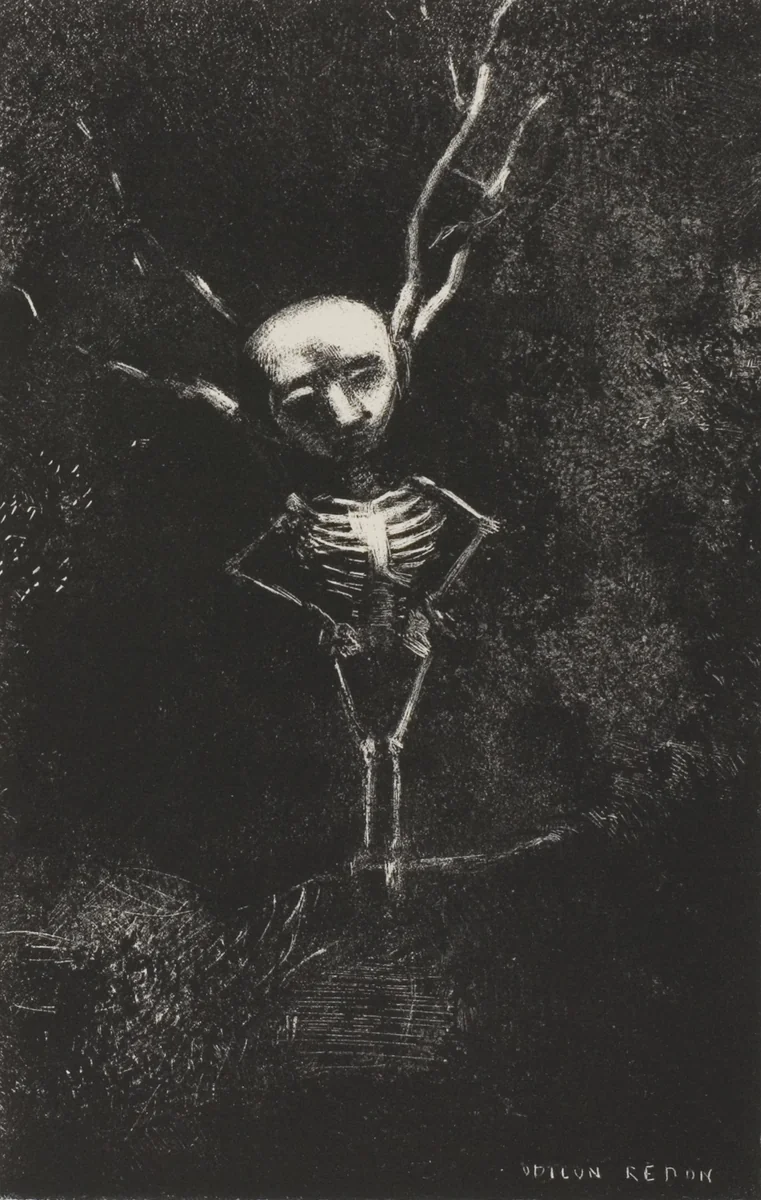 In the Maze of Branches, the Pale Figure Appeared, plate 2 of 7 by Odilon Redon, print, 1887