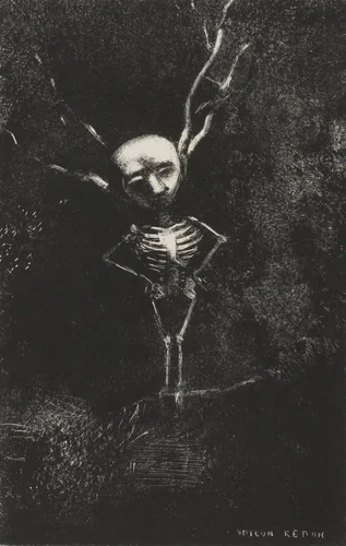 In the Maze of Branches, the Pale Figure Appeared, plate 2 of 7 by Odilon Redon, print, 1887
