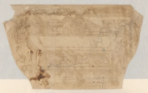 Schets van het vooraanzicht van een zetel (?) en profiel by anonymous, drawing, 1550-1580