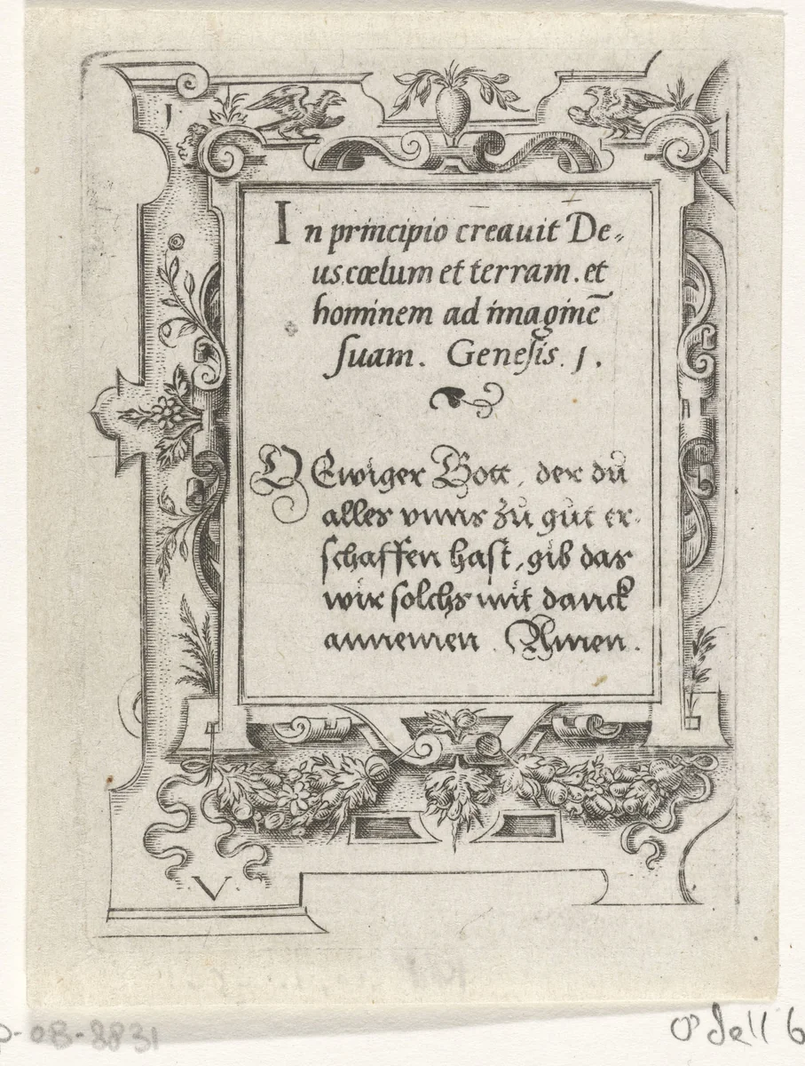 Tekst: In principio... by Virgilius Solis, print, 1524-1562