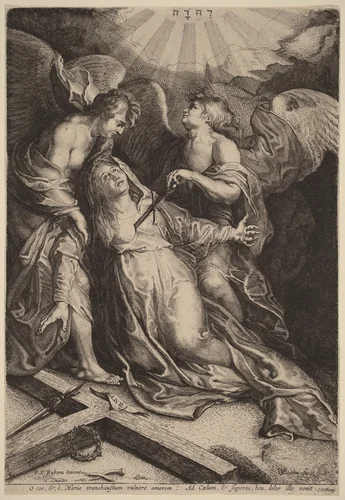 Mater Dolorosa Kneeling, Supported by Two Angels by Willem van der Leeuw
Sir Peter Paul Rubens, print, 1603-1665