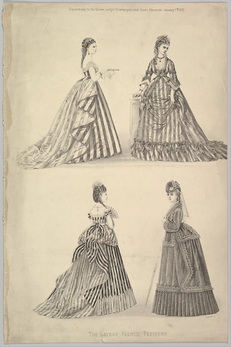 The Latest French Fashions from The Queen, The Lady's Newspaper and Court Chronicle by anonymous, print, 1871