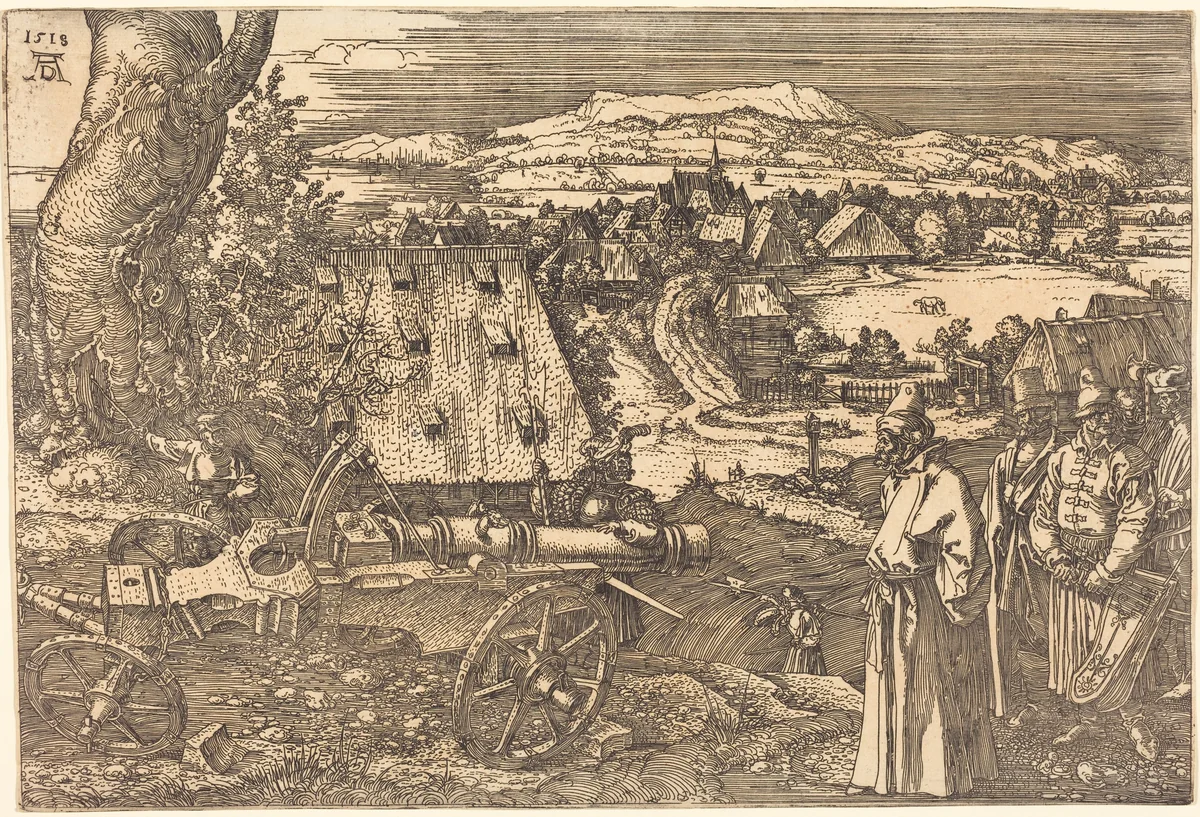 Landscape with the Cannon by Albrecht Dürer, print, 1518