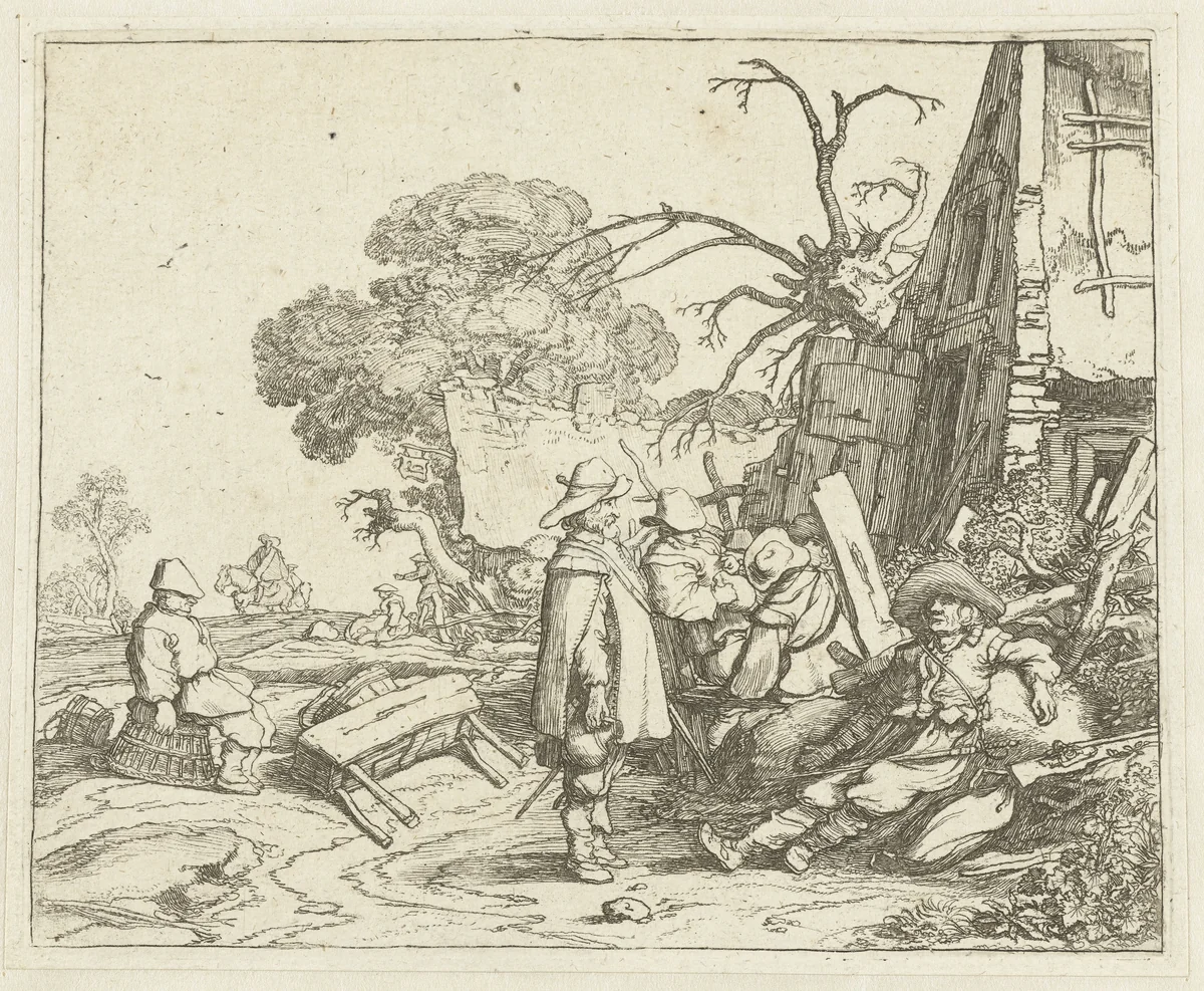 Landschap met soldaten by Pieter de Molijn, print, 1626