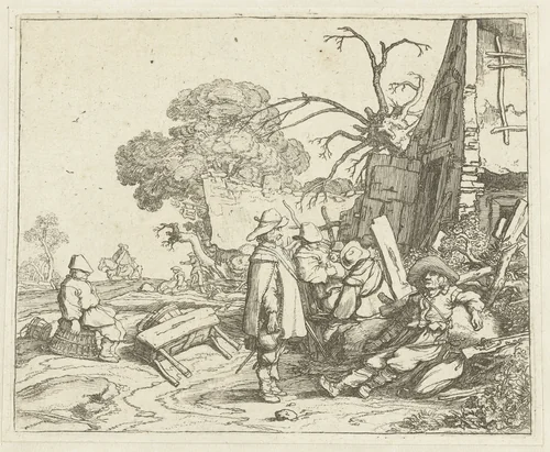 Landschap met soldaten by Pieter de Molijn, print, 1626