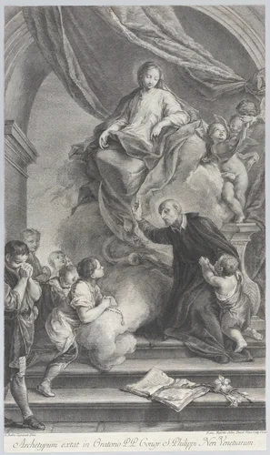 The Virgin appearing to San Filippo Neri by Teodoro Viero, print, 1760-1819