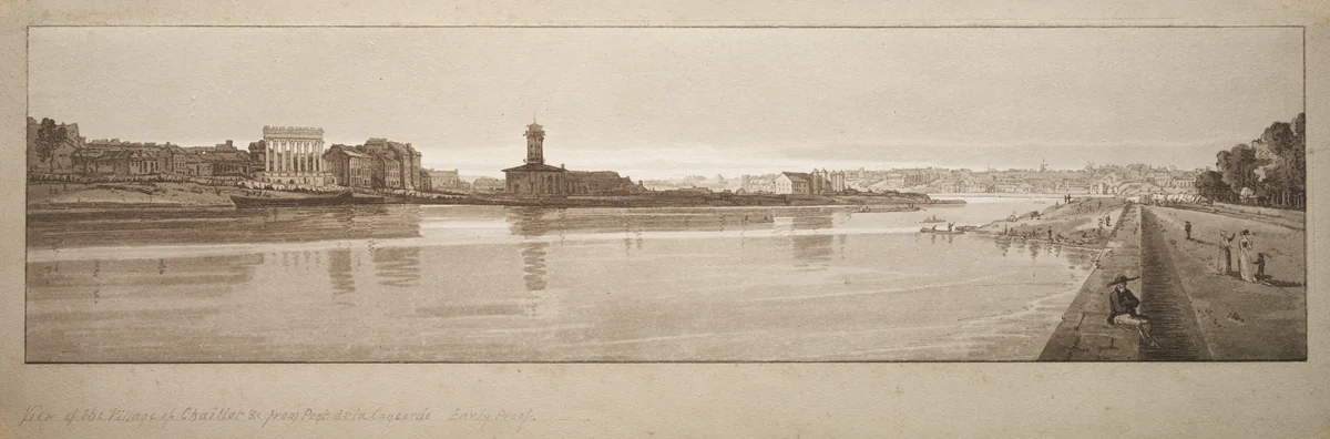 A Selection of Twenty of the Most Picturesque Views in Paris: View of the Village of Chaillot, &c taken from Pont de la Concorde by Thomas Girtin, print, 1802