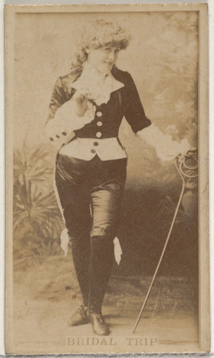 Bridal Trip, from the Actors and Actresses series (N45, Type 8) for Virginia Brights Cigarettes by Allen & Ginter, photograph, 1885-1891