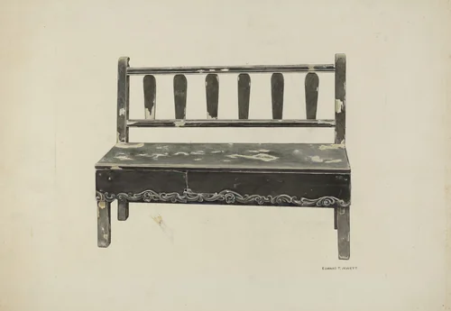 Spanish Colonial Mission Bench by Edward Jewett, index of american design, 1937