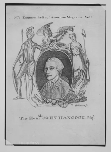 The Hon-ble. John Hancock, Esq-r. by Paul Revere Jr., print, 1774