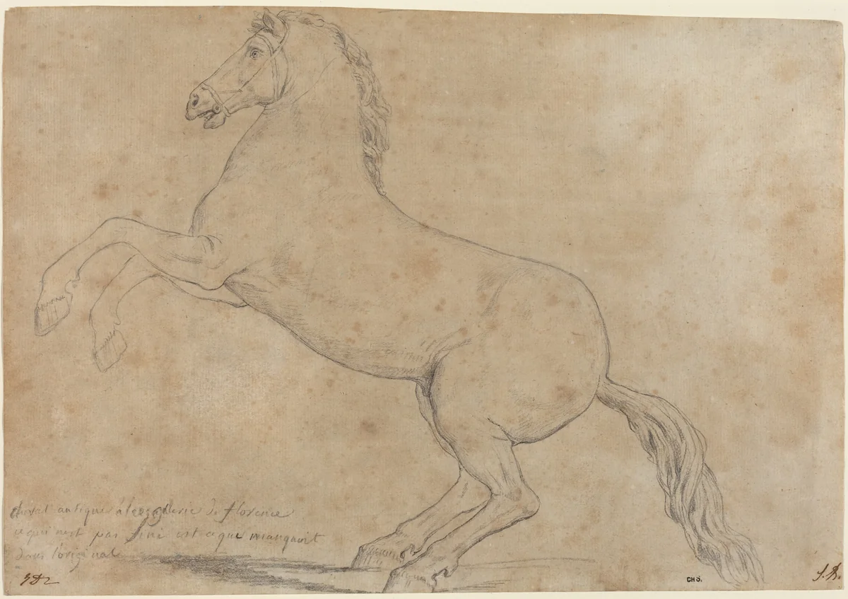 An Antique Sculpture of a Horse by Jacques-Louis David, drawing, 1780
