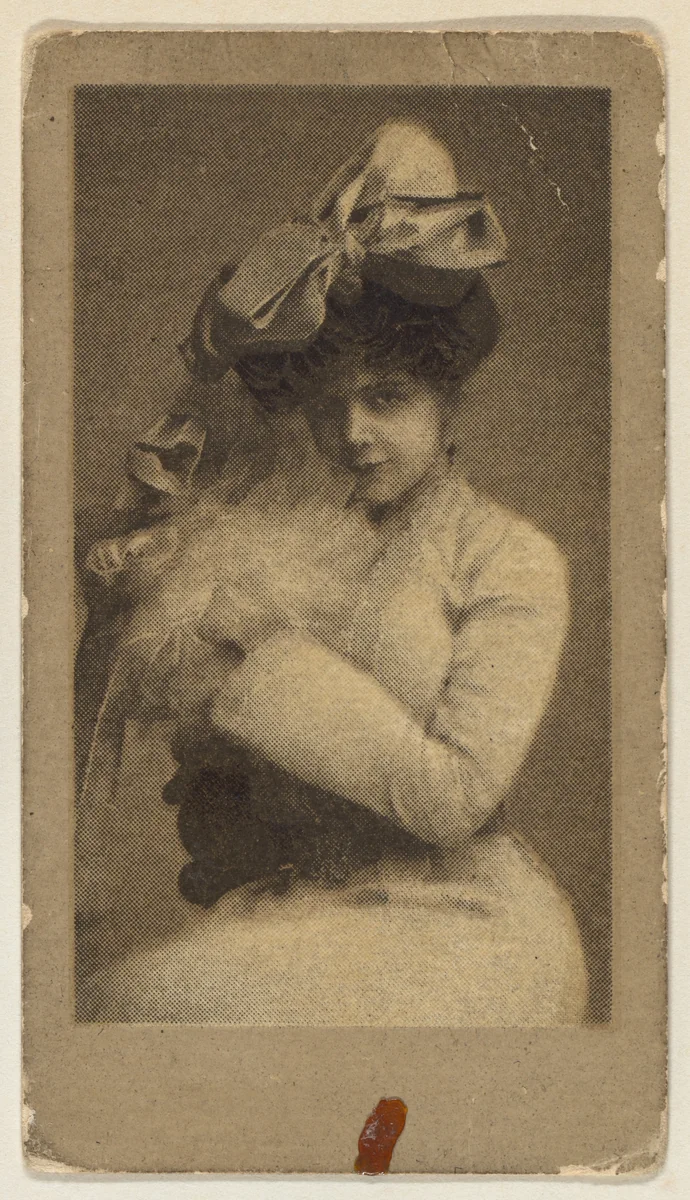 Portrait of a woman wearing a large bow in her hair, from the "Girls" series (T66), issued with Hunter Dog Cigarros by S. Monday & Sons by S. Monday & Sons, print, 1895-1905