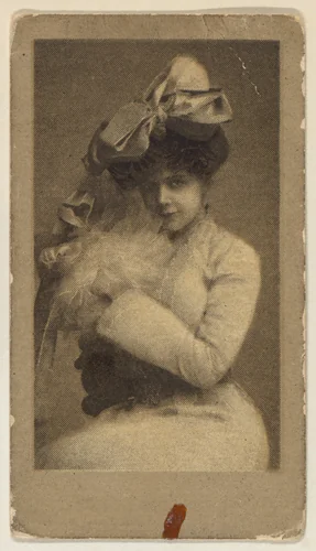 Portrait of a woman wearing a large bow in her hair, from the "Girls" series (T66), issued with Hunter Dog Cigarros by S. Monday & Sons by S. Monday & Sons, print, 1895-1905
