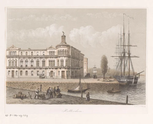 Gezicht op de Koninklijke Nederlandsche Yachtclub in Rotterdam by anonymous, print, 1863