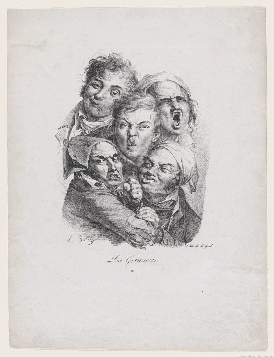 The Grimaces by Louis-Léopold Boilly, print, 1823
