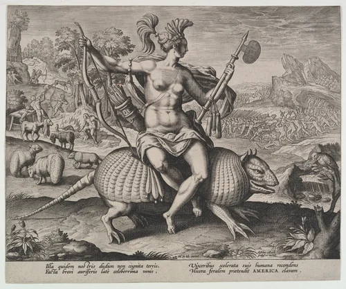 Allegory of America, from "The Four Continents" by Adriaen Collaert, print, 1580-1600