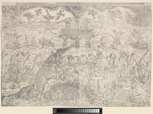 Allegorie met verschillende martelingen van mensen door monsterlijke figuren by Unknown, print, 1516-1555