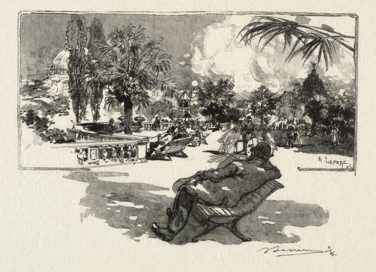 La Terrasse des Arts Libéraux by Auguste Louis Lepère, print, 1889