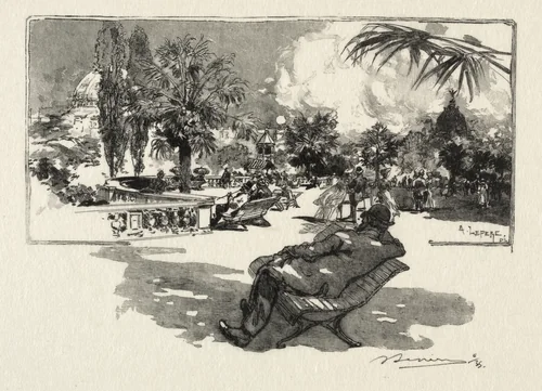 La Terrasse des Arts Libéraux by Auguste Louis Lepère, print, 1889