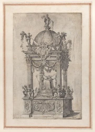The Catafalque of Philip IV of Spain by Domenico Piola, print, 1660-1670
