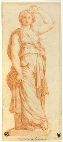 Female Caryatid by Pietro Buonaccorsi, drawing, 1700-1720