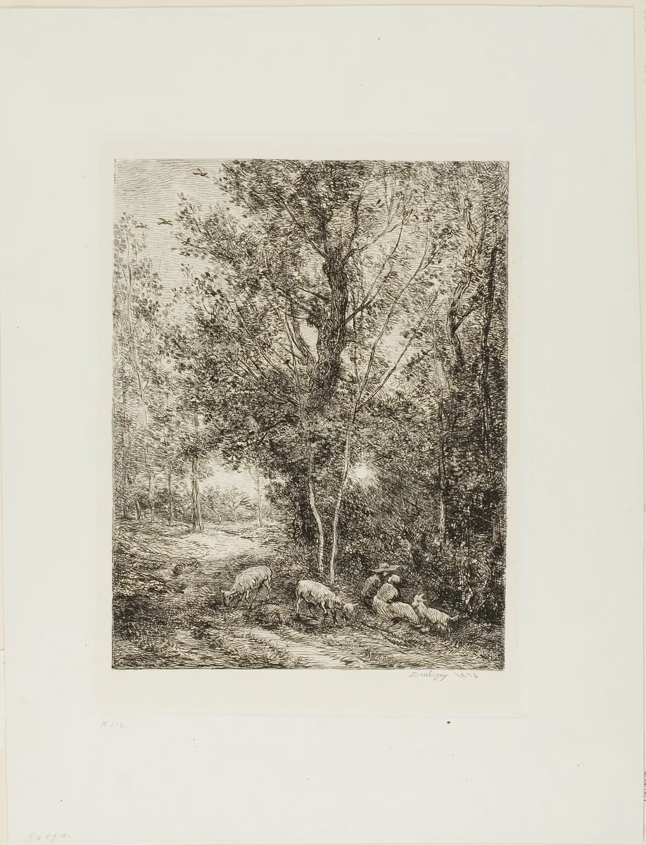 The Shepherd and the Shepherdess by Charles-François Daubigny, print, 1874