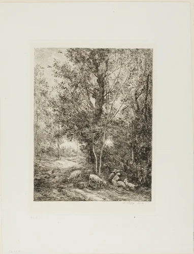 The Shepherd and the Shepherdess by Charles-François Daubigny, print, 1874