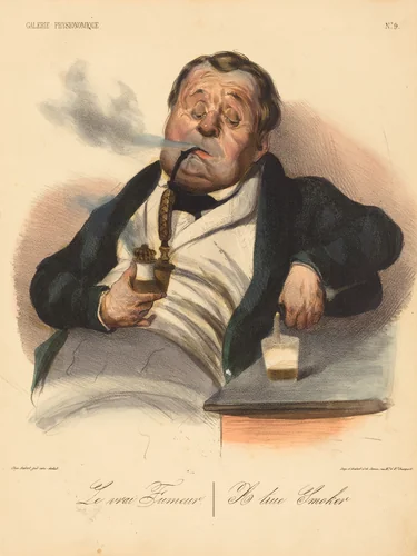 Le vrai Fumeur by Honoré Daumier, print, 1836