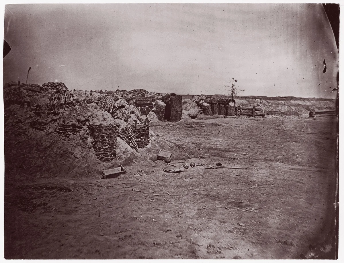 [Earthworks in Interior of Fort Mahone, in Front of Petersburg, Virginia] by Timothy O'Sullivan, photograph, 1865