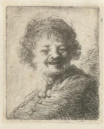 Self-portrait in a cap: laughing by anonymous, print, 1630