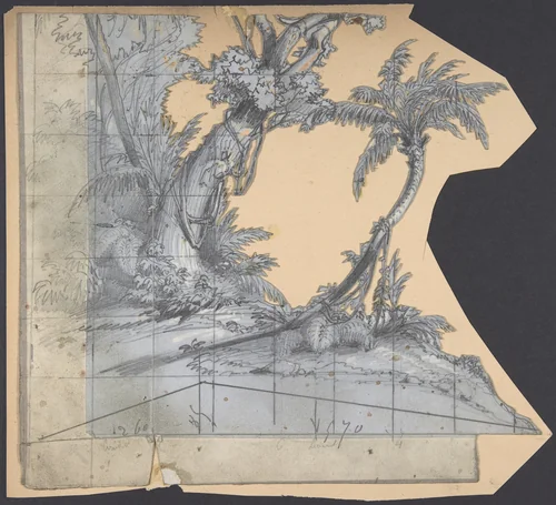 Design for a Stage Set at the Opéra, Paris by Eugène Cicéri, drawing, 1830-1890