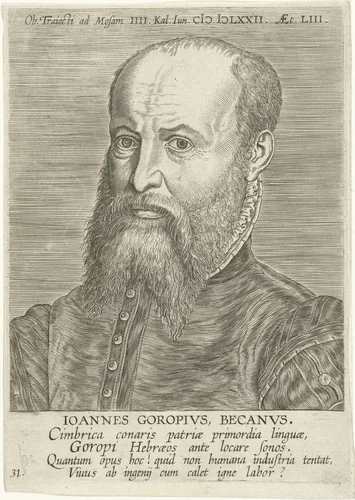 Portret van Johannes Goropius Becanus by Philips Galle, print, 1608